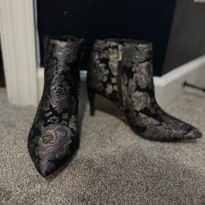 a new day Black Floral Ankle Booties